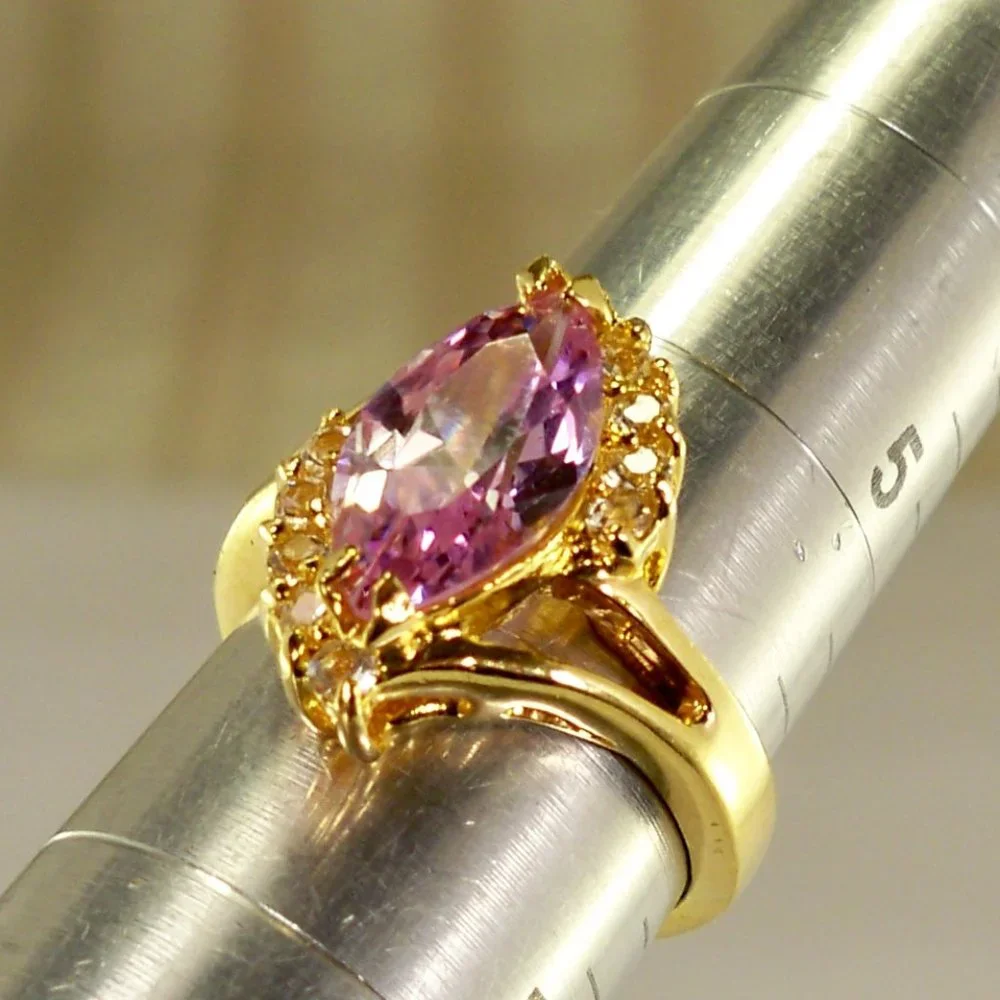 NEW Purple Marquise Cut Cubic Zirconias Gold DESIGNER Ring
